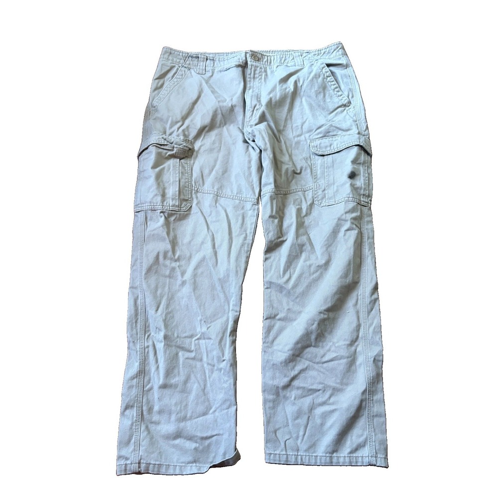 Wrangler Cargo Pants Mens Size 40x30 Khaki Relaxed Fit Stretch Cotton Workwear